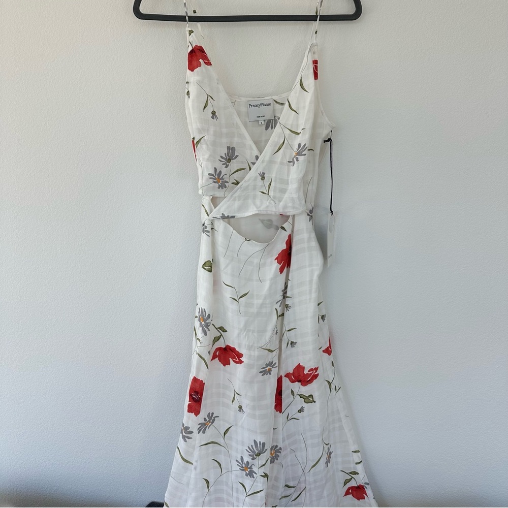 Privacy Please Floral White and Red Long Dress